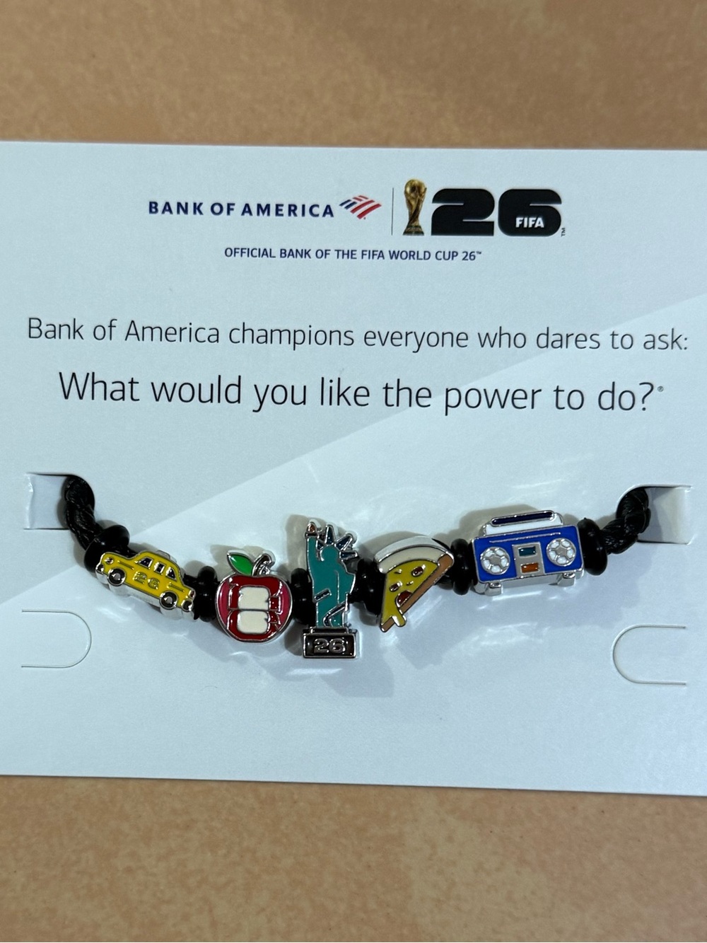 2026 FIFA World Cup New York City Charm Bracelet Fan Band Bank of America NYC L